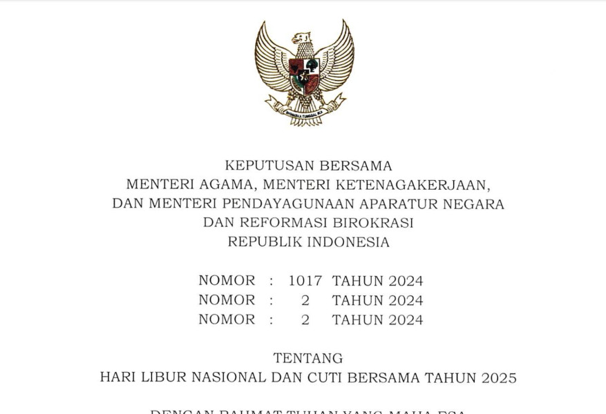 Pemerintah Tetapkan 17 Hari Libur Nasional dan 10 Hari Cuti Bersama Tahun 2025